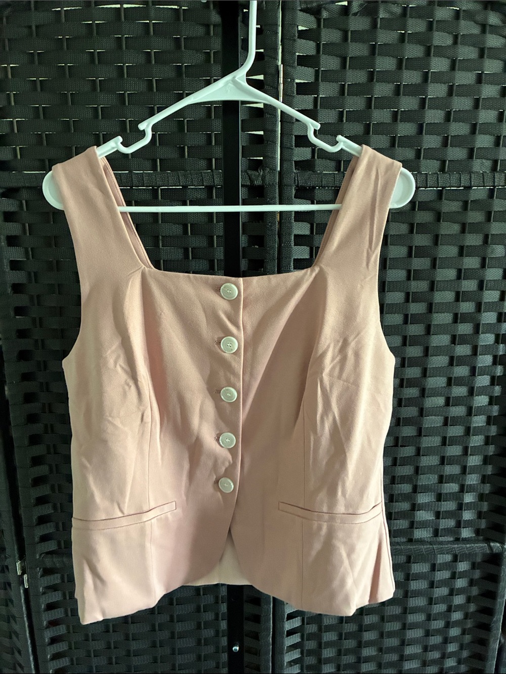 OGL Stretch Ponte Square Neck Cropped Waistcoat with Pockets - Picture 2 of 3